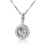 Sterling Silver Rhodium Plated Religious Medallion Necklace