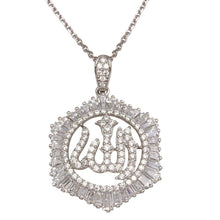 Load image into Gallery viewer, Sterling Silver Rhodium Plated Allah Necklace with CZ Necklace