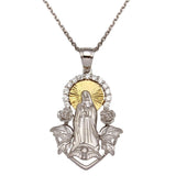 Sterling Silver Two-Toned Virgin Mary Pendant Necklace