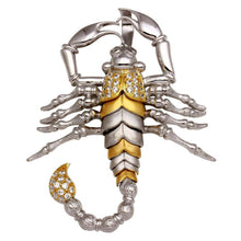 Load image into Gallery viewer, Sterling Silver Two Toned Scorpion Pendant With CZ Stones