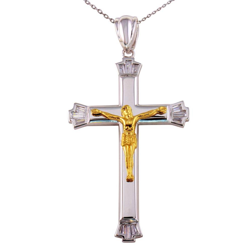 Sterling Silver Two-Toned Crucifix Necklace