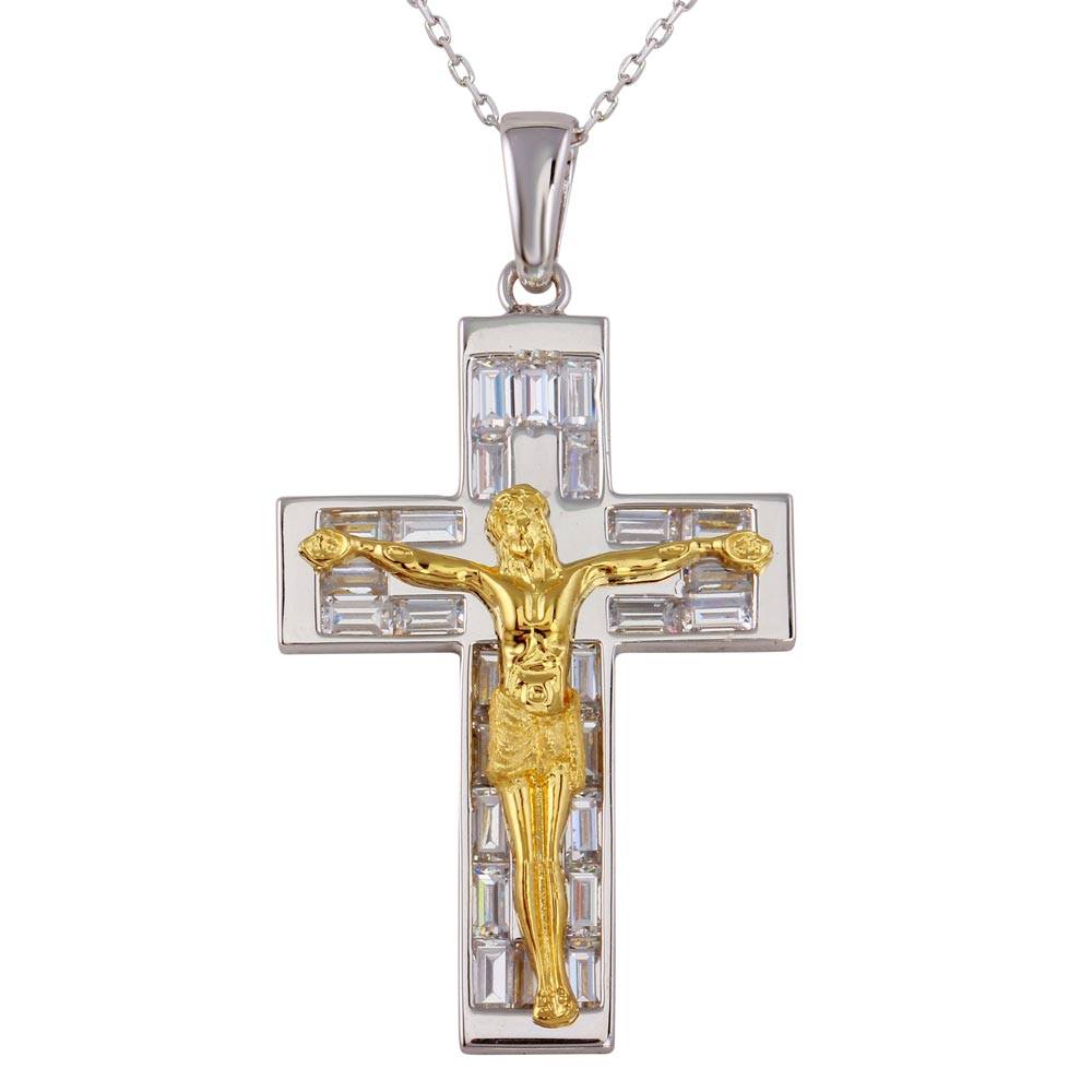 Sterling Silver Two-Toned Crucifix Necklace