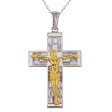 Load image into Gallery viewer, Sterling Silver Two-Toned Crucifix Necklace