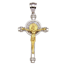 Load image into Gallery viewer, Sterling Silver Two-Toned Crucifix Pendant with CZ Pendant