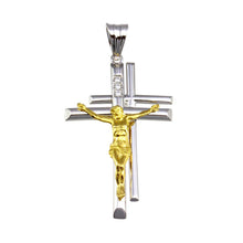 Load image into Gallery viewer, Sterling Silver Two Toned Plated Double Cross Pendant