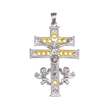 Load image into Gallery viewer, Sterling Silver Two Toned Plated Patriarchal Cross Pendant
