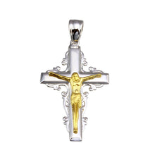 Load image into Gallery viewer, Sterling Silver Two Toned Plated Cross Pendant
