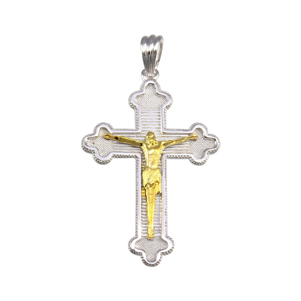Sterling Silver Two Toned Plated Cross Pendant