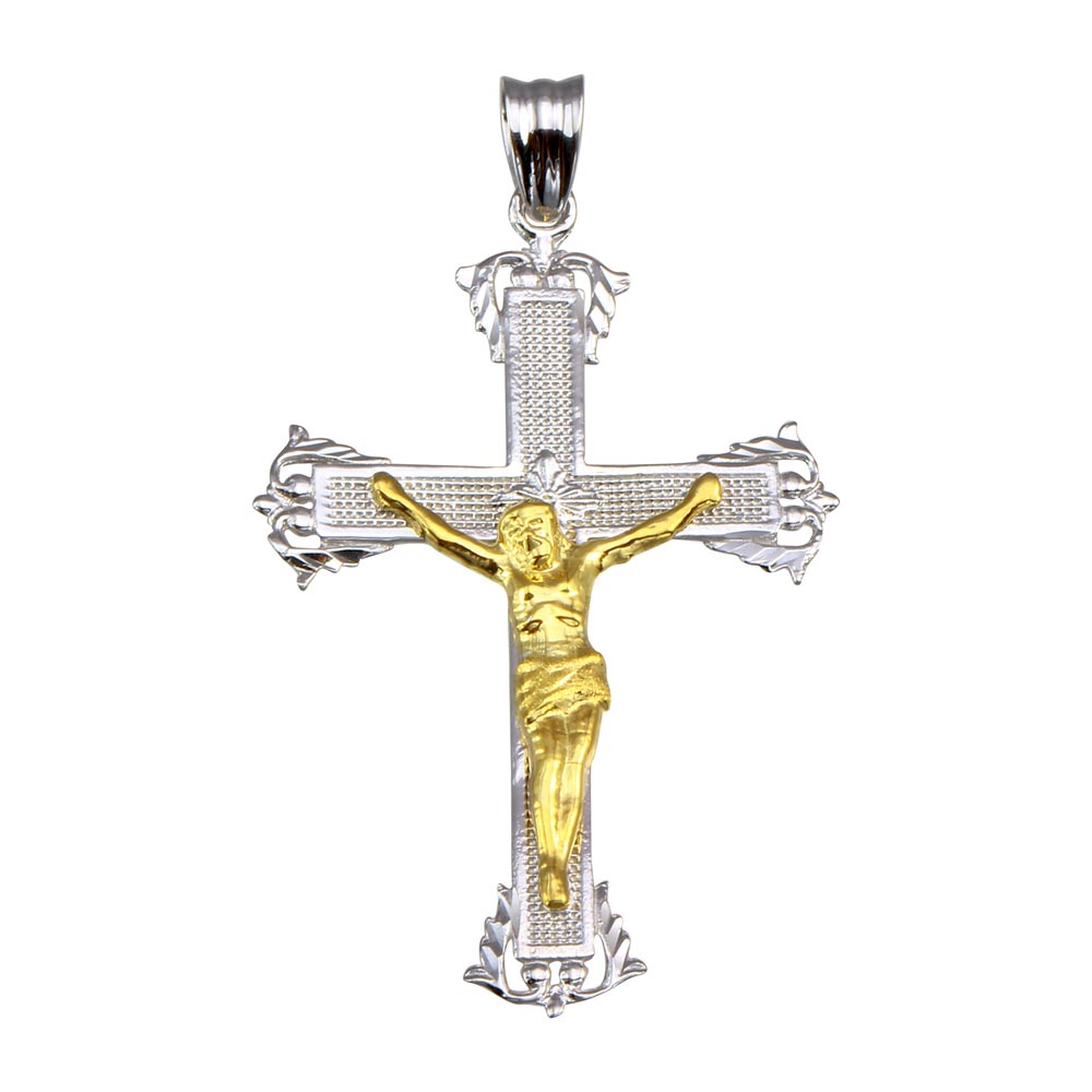 Sterling Silver Toned Plated CZ Cross Pendant