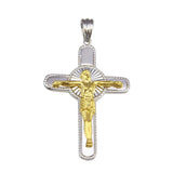 Sterling Silver Two Toned Plated DC Crucifix Cross Pendant
