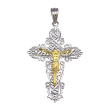 Load image into Gallery viewer, Sterling Silver Two Toned Plated Crucifix Cross Pendant