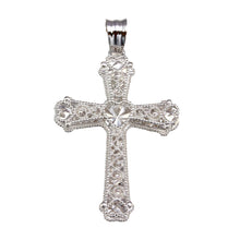 Load image into Gallery viewer, Sterling Silver Rhodium Plated Heart Center Cross Pendant