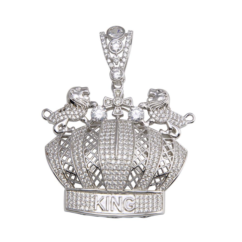 Sterling Silver Crown King CZ Pendant