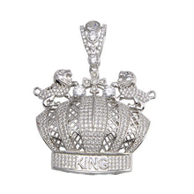 Load image into Gallery viewer, Sterling Silver Crown King CZ Pendant