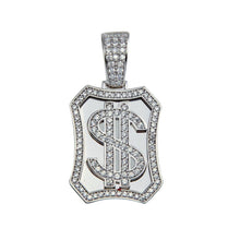 Load image into Gallery viewer, Sterling Silver Dollar Sign CZ Pendant - silverdepot
