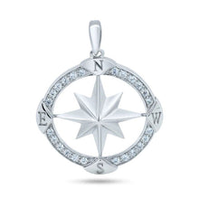 Load image into Gallery viewer, Sterling Silver Rhodium Plated CZ Large Northern Star Pendant