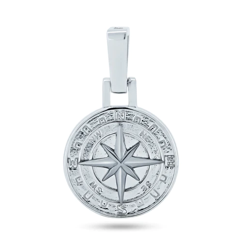Sterling Silver Rhodium Plated CZ Small Northern Star Medallion Pendant