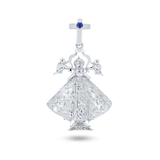 Sterling Silver Rhodium Plated Blue CZ San Juan De Los Lagos Pendant