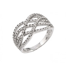 Load image into Gallery viewer, Sterling Silver Rhodium Plated Micro Pave Set Clear CZ Interlacing Knot Ring