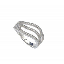 Load image into Gallery viewer, Sterling Silver Rhodium Plated Micro Pave Set Clear CZ Wave Ring
