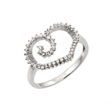 Load image into Gallery viewer, Sterling Silver Rhodium Plated  CZ Open Heart Ring