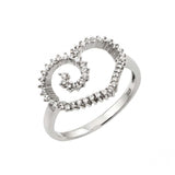 Sterling Silver Rhodium Plated  CZ Open Heart Ring