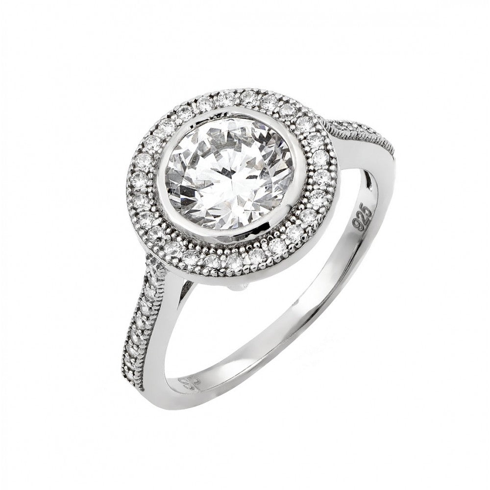 Sterling Silver Rhodium Plated Micro Pave CZ Ring