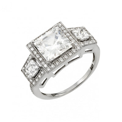 Sterling Silver Rhodium Plated Micro Pave CZ Ring