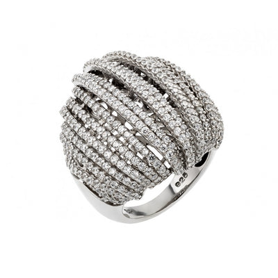 Sterling Silver Rhodium Plated Micro Pave CZ Ring