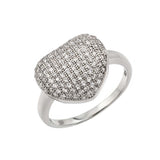 Sterling Silver Rhodium Plated  Micro Pave Set CZ Heart Ring