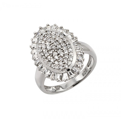 Sterling Silver Rhodium Plated Micro Pave CZ Ring