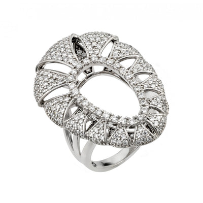 Sterling Silver Rhodium Plated Micro Pave CZ Ring