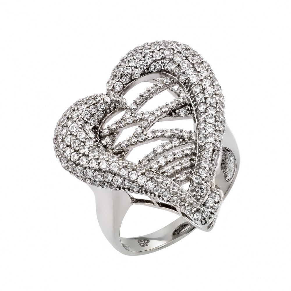 Sterling Silver Rhodium Plated Micro Pave CZ Ring