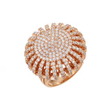 Sterling Silver Rose Gold Plated Flower Sun Micro Pave Ring