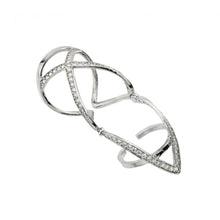 Load image into Gallery viewer, Sterling Silver Rhodium Plated Knuckle Extension CZ X V Ring