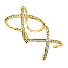 Load image into Gallery viewer, Sterling Silver 925 Gold Plated Knuckle Extension CZ X X Ring