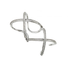 Load image into Gallery viewer, Sterling Silver Rhodium Plated Knuckle Extension CZ X X Ring