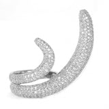 Sterling Silver Rhodium Plated Two Tails CZ Ring