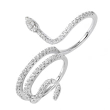 Load image into Gallery viewer, Sterling Silver Rhodium Plated Snake CZ Ring