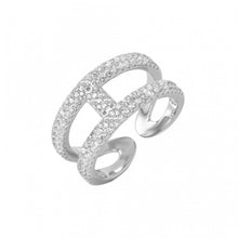 Load image into Gallery viewer, Sterling Silver Rhodium Plated Open H-Shaped CZ Ring