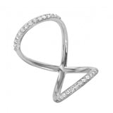 Sterling Silver Rhodium Plated Curved Infinity Shaped CZ Ring