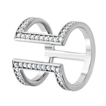 Load image into Gallery viewer, Sterling Silver Rhodium Plated CZ Double Bar Ring