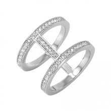 Load image into Gallery viewer, Sterling Silver Rhodium Plated Twin Connected Bands