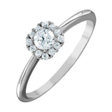 Sterling Silver Rhodium Plated Small Round Clear Cz Cluster Ring