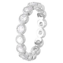 Load image into Gallery viewer, Sterling Silver Rhodium Plated Round Clear Cz  Eternity Stackable Ring