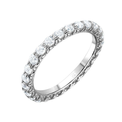 Sterling Silver Nickle Free Rhodium Plated CZ Infinity Eternity RingAnd Dimensions 21mmx2mmAnd Width 2mm