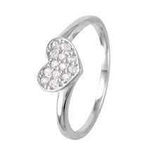 Load image into Gallery viewer, Sterling Silver Rhodium Plated Trendy Micro Pave Heart Ring