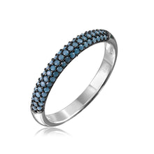 Load image into Gallery viewer, Sterling Silver Rhodium Plated Round Shaped Eternity Band With Turquoise StonesAnd Dimensions 3.1mm