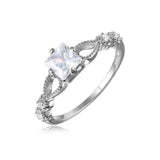 Sterling Silver Rhodium Plated Open Shank Cz Center Stone Ring