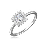 Sterling Silver Rhodium Plated Square CZ Center Ring